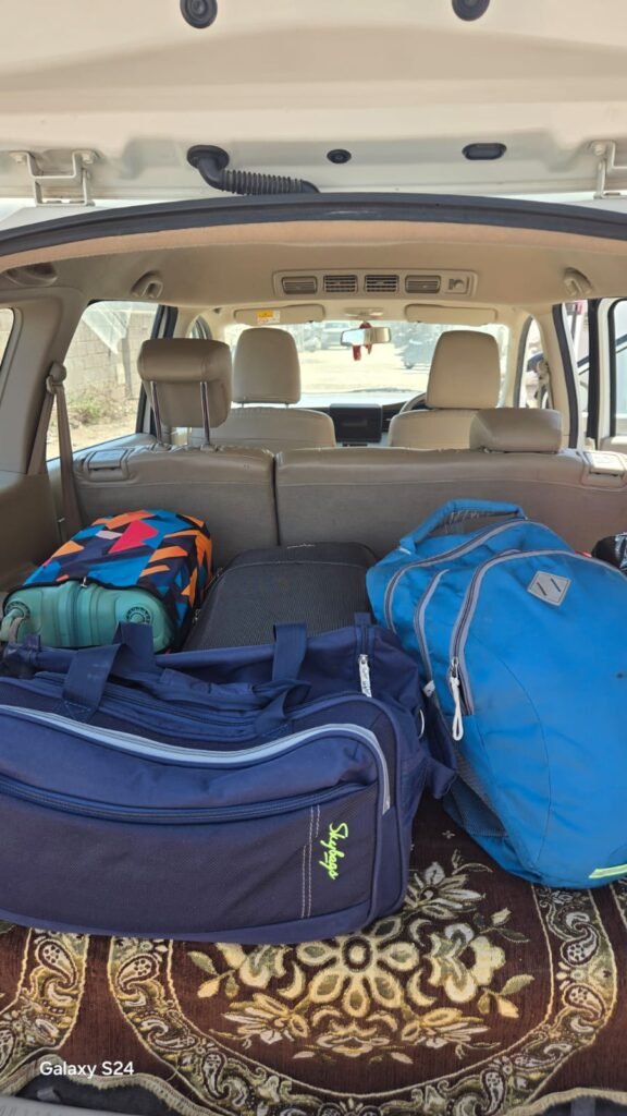 Spacious luggage space in the rental car for family trips