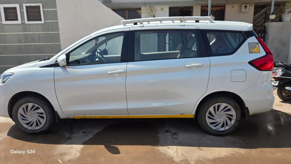 Side view of a comfortable tourist vehicle in Bhuj, Kutch
