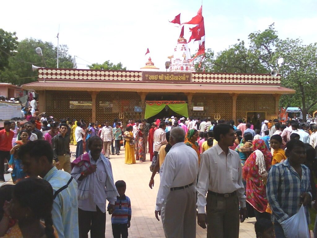 Devotees at a Khodiyar Mata temple during darshan