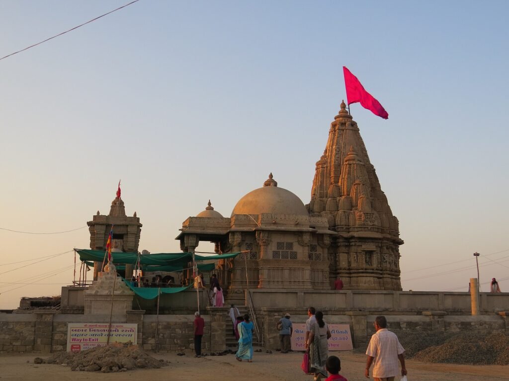 Rukmini Devi Temple in Dwarka at sunset