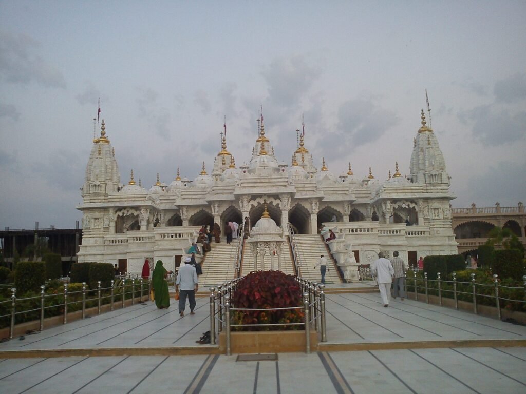 Marble Swaminarayan Temple in Bhuj seen from the garden