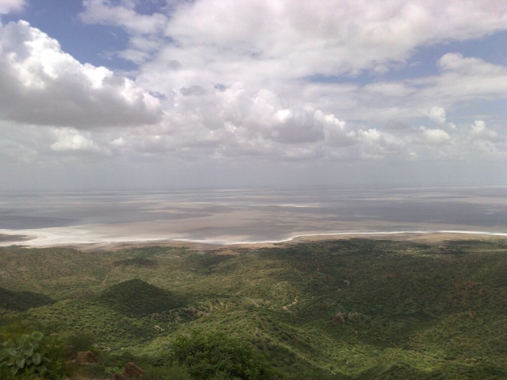 View over the White Rann of Kutch salt desert